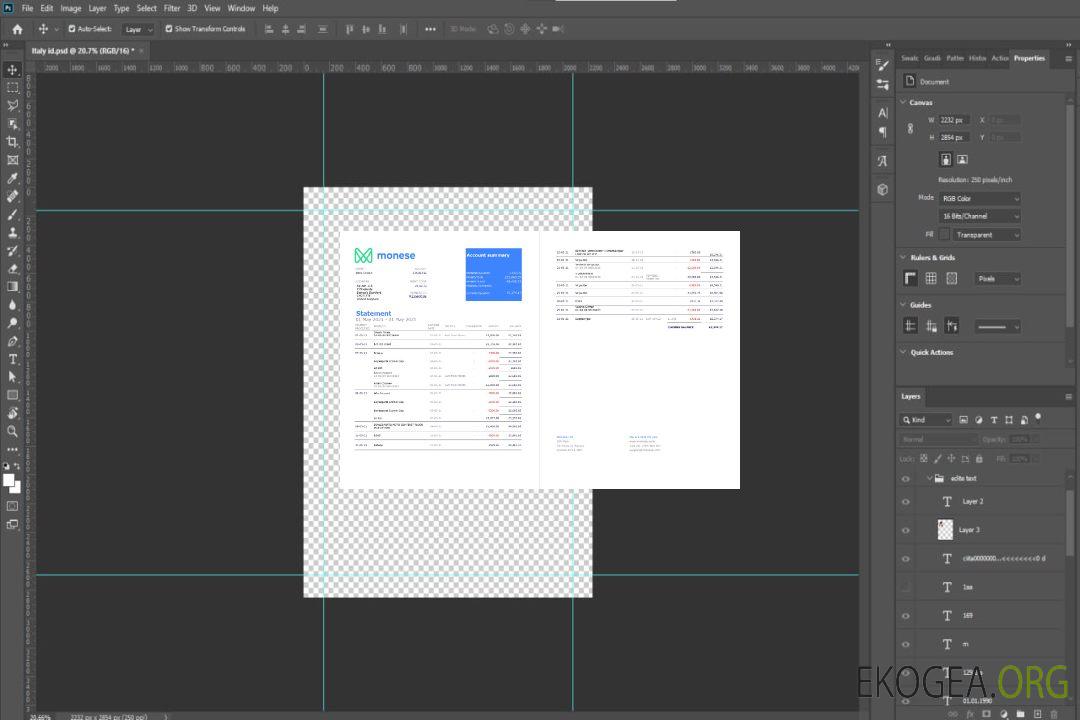 Modèle de relevé bancaire Monese du Royaume-Uni au format Excel et PDF, 2 pages2 template